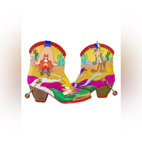 IRREGULAR CHOICE X LOONEY TUNES BEEP! BEEP! COWBOY BOOTS Size 9 NEW IN BOX - Picture 2 of 9